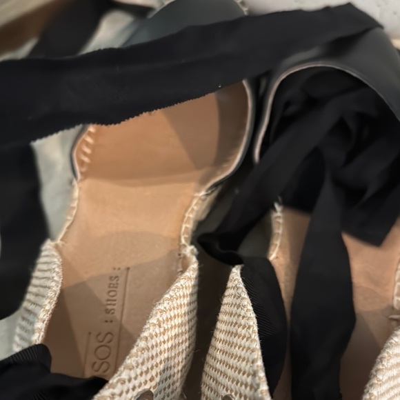 ASOS Black and Cream Espadrille Sandals with Adjustable Ankle Strap - Picture 5 of 5